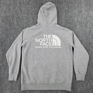 North Face Hoodie Womens Medium Gray Pullover Sweatshirt Never Stop Exploring